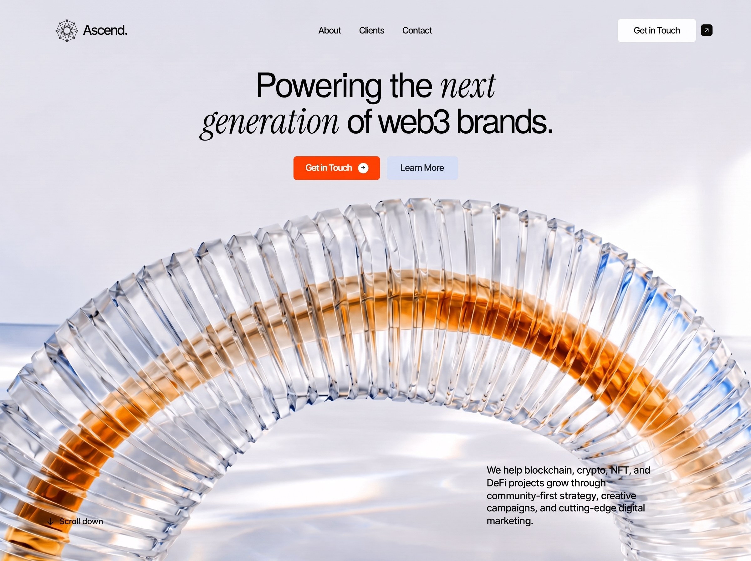 Prism, a liquid glass website style shown in a browser window