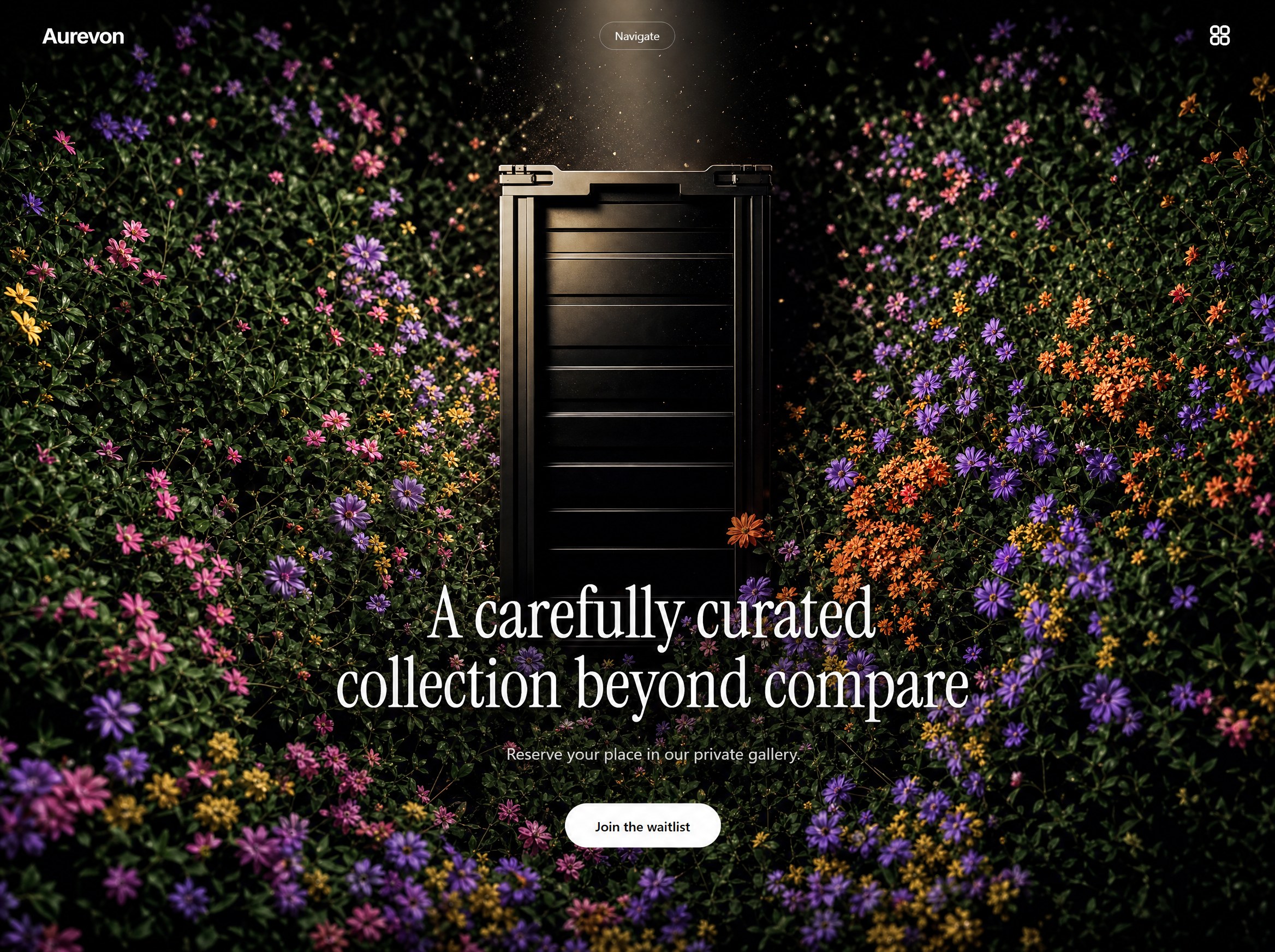 Bloom, a lush editorial website style shown in a browser window