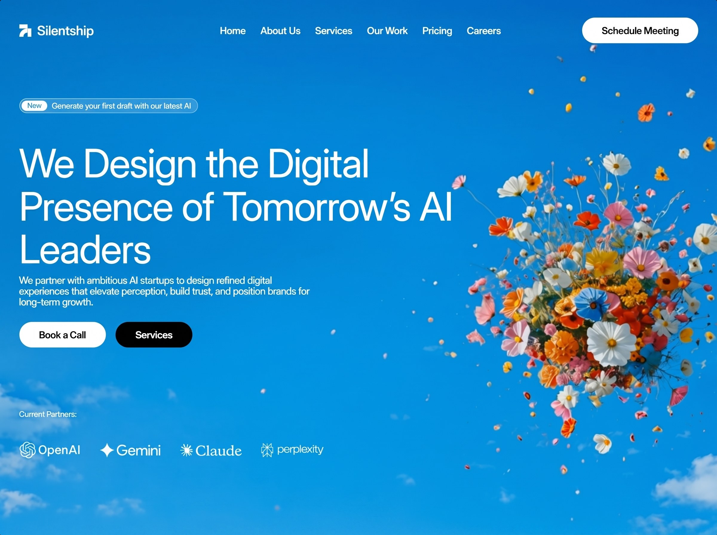 Sky, a bright & airy website style shown in a browser window